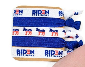 Biden Geschenk Set- 5 Armbänder, Armbänder oder Haargummis rot, blau, weiß- Americana, Patriotisch, Demokrat, Esel, Wahl, Biden 2020, Flagge