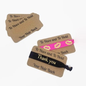 10+ biglietti stampati - SOLO CARTE - Per avere e tenere i capelli indietro - Matrimonio, doccia, piccolo regalo, porta fiocco, porta elastici per capelli, - 3,25" x 2"