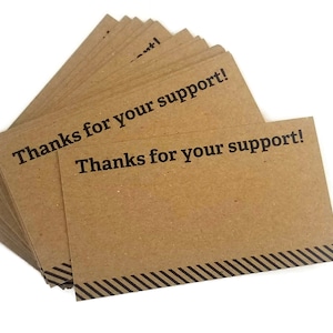 Más de 10 tarjetas - ¡Gracias por su apoyo! - Ideal para recaudación de fondos, tarjetas de agradecimiento, porta lazos, porta lazos para el cabello, - 3,25" x 2"