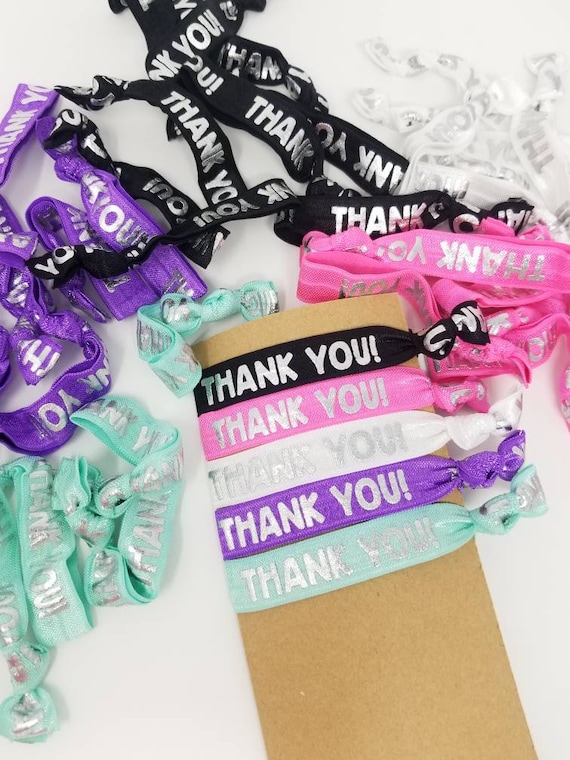 3+ Yards Thank You Stretchy Fold Over Elastic Ribbon - Great  display picture 2