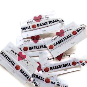 Valentinstagskarten - mit Krawatten - Basketball, Valentinstag, weiße Karte, kann nicht personalisiert werden, von und zu, Happy Valentines Day mit Herz