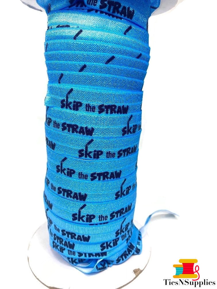 3, 5, or 10 Yards-Blue Skip the Straw elastic- Fold Over Elastic - Stretchy- great for crafts or making hair ties! 5/8" Save the Turtles