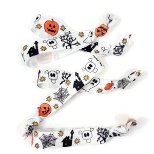 Mix of all styles ties Halloween Hairties /Bracelets Great for gift, wrapping ribbon, birthday party cinch free, crease free image 3