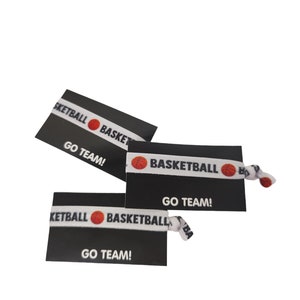 Karte mit Basketball-Krawatte und Akzent-Krawatte - GO TEAM-Karte - Armbänder oder Haargummis, ideal für Teamgeschenke, Spielfeld, Ball, Korb