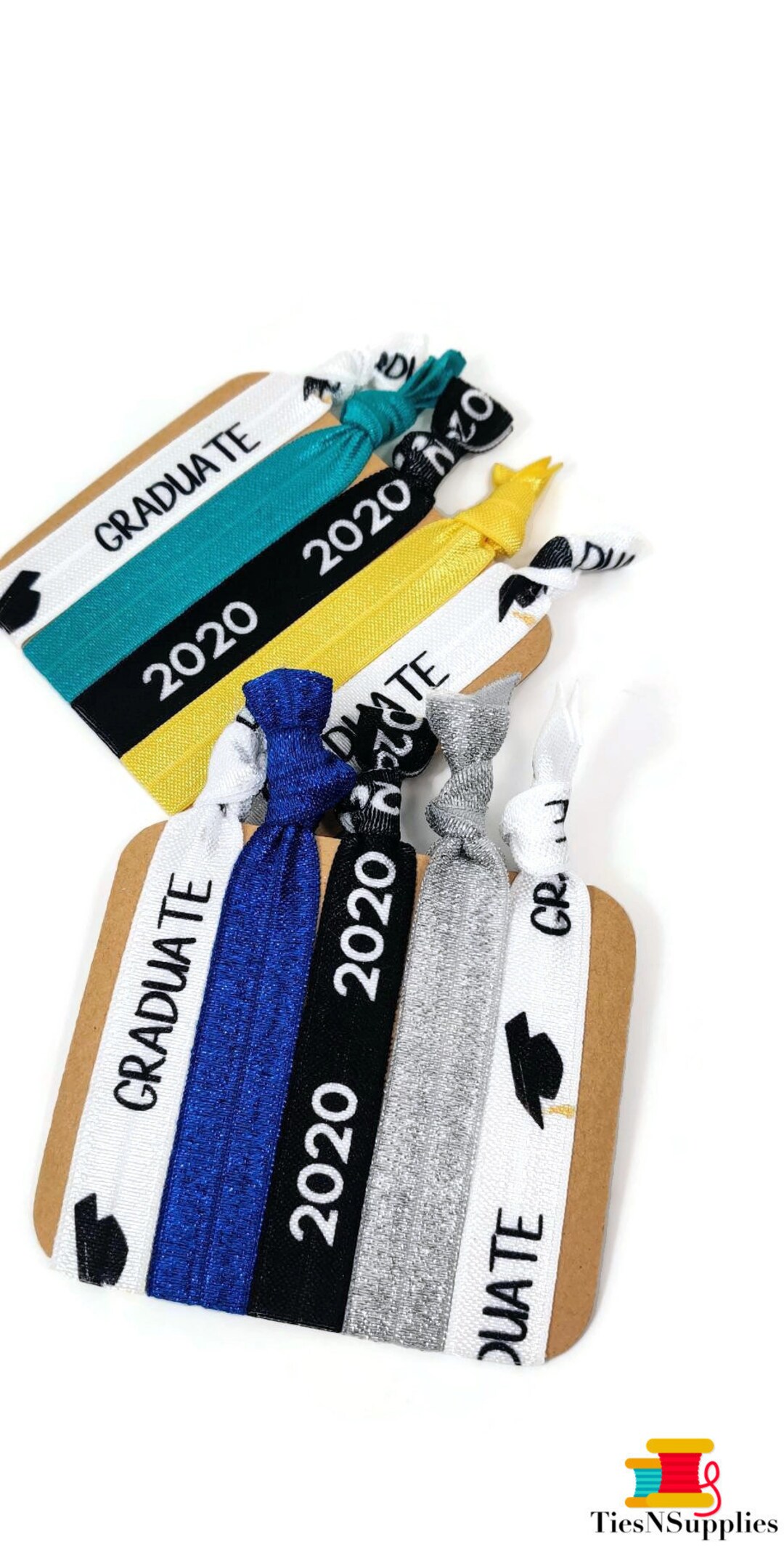 Graduationtie 5 Piece Graduation Tie Set! Ties, Elastic Bands, or Can Be Hair Ties ...
