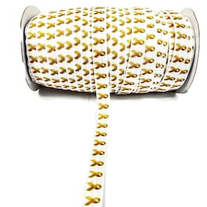 3+ Yards Gold Awareness Ribbon Gold/Yellow Fold Over Elastic Stretchy- great for crafts or making hair ties! 5/8&quot; childhood, spina bifida