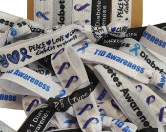 5, 10, 25, or 50 Ties SHIPS SAME DAY Diabetes Awareness Type 1 Diabetes great for support, raise awareness, fundraising- mix of all 5 styles