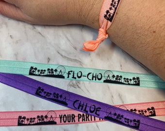 Festival Themed Party Favors-  Personalized Customized bracelets- birthday, festival, event, group, bachelorette, bachelor- pick color, font