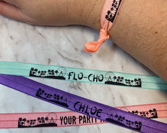 Festival Themed Party Favors-  Personalized Customized bracelets- birthday, festival, event, group, bachelorette, bachelor- pick color, font