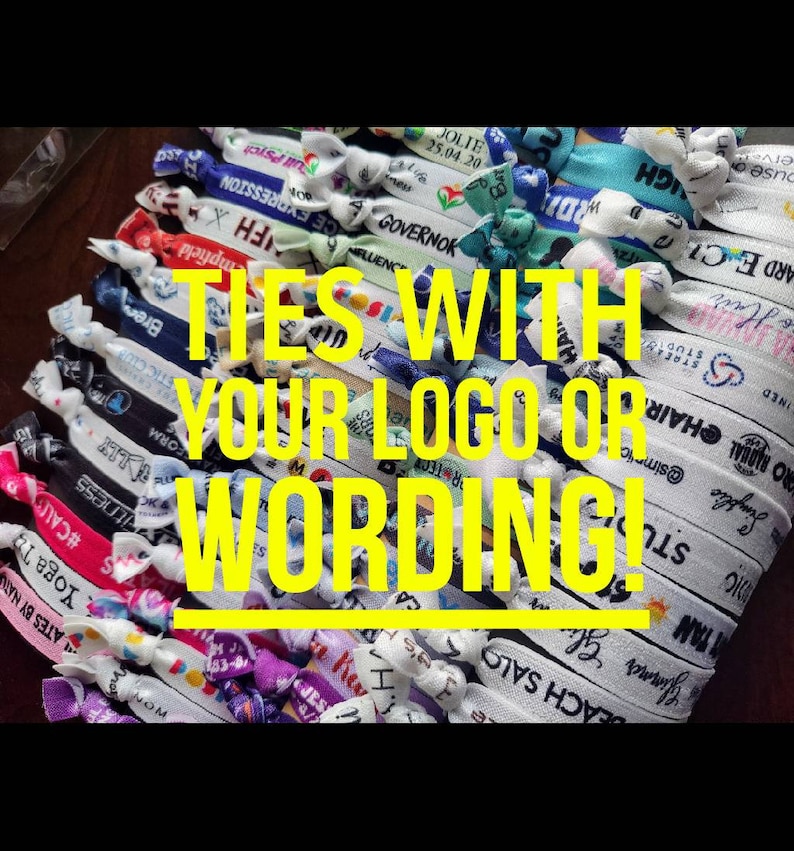 Logo Ties on Cards- ships from US- printed with your image and wording- 1-2 Day Processing Time - Custom / Personalized - 5/8" elastic image 3