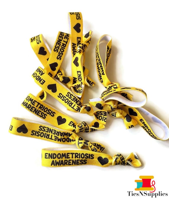5 or 10 ties -Endometriosis Awareness- great for awareness, gift, or fundraising- Endo, Laproscopy gift, support, Endometriosis Awareness