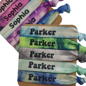 5 piece tie set TIE DYE elastic -includes 5 ties on cards Custom Tie- Elastic, Stretchy- bracelet, arm band, hair tie- free shipping