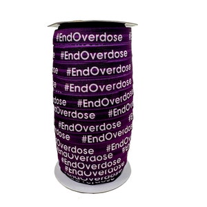3+ Yards End Overdose Awareness - Fold Over Elastic - Stretchy- great for crafts or making hair ties! 5/8&quot;  headbands, bracelets, purple