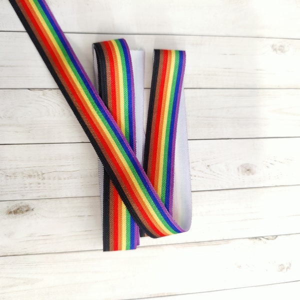 Clearance - overstocked item- reduced pricing- ready to ship. 5 yards- Philly Rainbow Elastic- Pride- Stretchy