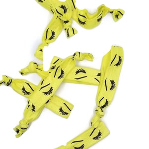 10 Yellow Eyelash Hairties / hair ties / bracelet - Fold over elastic, FOE, ribbon, stretchy- lash, lashes, eyelashes, mascara- salons, spa,