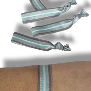 5 or 10 Striped Bracelets Hair Ties - gray, yellow, blue- demiboy pride flag, demiman, demimale, demidude