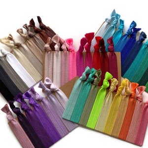 Scegli il tuo colore - Solido semplice 10, 25 o 50 elastici per capelli annodati / braccialetti / fasce da braccio / fermacoda di cavallo Comodi, elastici