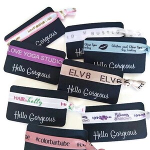 Logo Ties on Cards- ships from US- printed with your image and wording- 1-2 Day Processing Time - Custom / Personalized - 5/8" elastic image 2