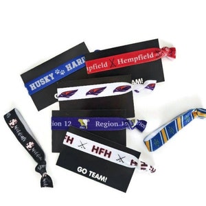 Custom high school, sports team, mascot, middle school ties bracelets, wrist bands Custom Personalized 5/8" elastic print any colors /design