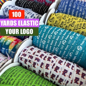 100 yards d'élastique personnalisé 5/8" pliable sur élastique extensible imprimé avec votre design, texte ou logo Ruban extensible, lumineux, vibrant, vêtement