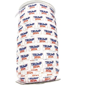 3+ Yards Trump 2024 Elastic by the Yard - Fold Over Elastic - Stretchy- great for crafts, making hair ties! 5/8&quot; red white blue election foe