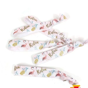 5 oder 10 Haarbänder / Haargummis- Hellrosa Flamingo, Ananas Haargummi, Haargummi, Armband, elastisches Band- Hawaiian, Urlaub, Entspannung