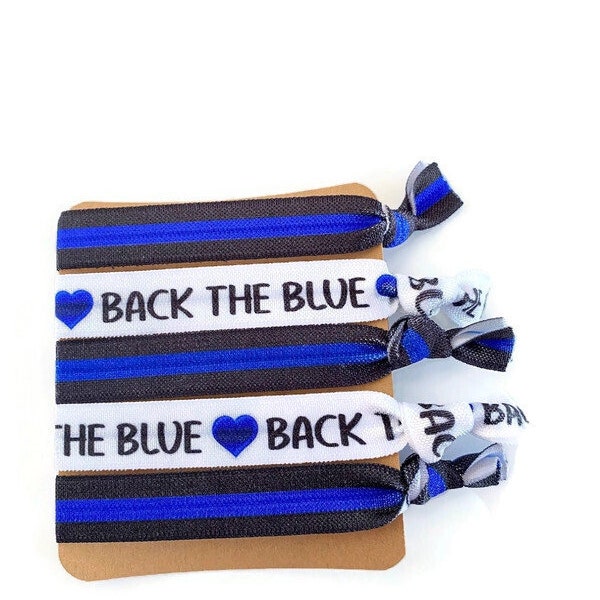 Police gift set! 5 bracelets/elastic bands! Great for gifts! Thin blue line, back the blue, officer, cop, - great to show support, gift