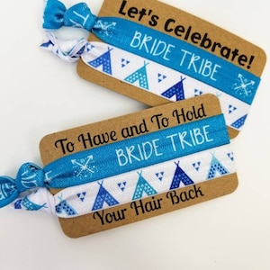 2 Tie Set - Bride Tribe, Squad,  Hairties /Bracelets - Bachlorette Party, Bride, Bachelor- teepee, tribal, boho, card, will you be, bridal