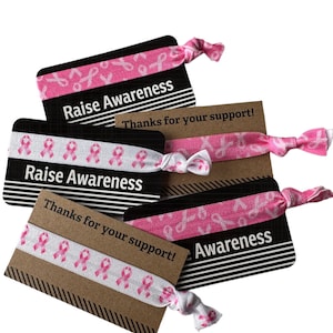 Pink Ribbon Krawatte - Raise Awareness Card und / oder Raise Awareness mit Gummiband, Armband, Armband - Brustkrebs, Krebs, Rosa, Schleife