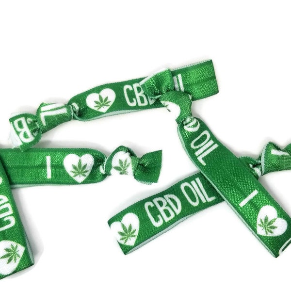 10,25, or 50 CBD themed Hairties /Bracelets - Great for vape shops, dispensary, CBD sellers, birthday present, CBD lovers, unique gofts, eve