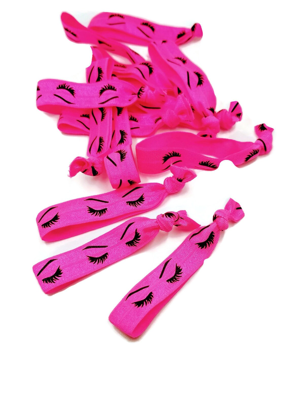 10 Hot Pink Eyelash Hairties / Hair Ties / Bracelet Fold Etsy