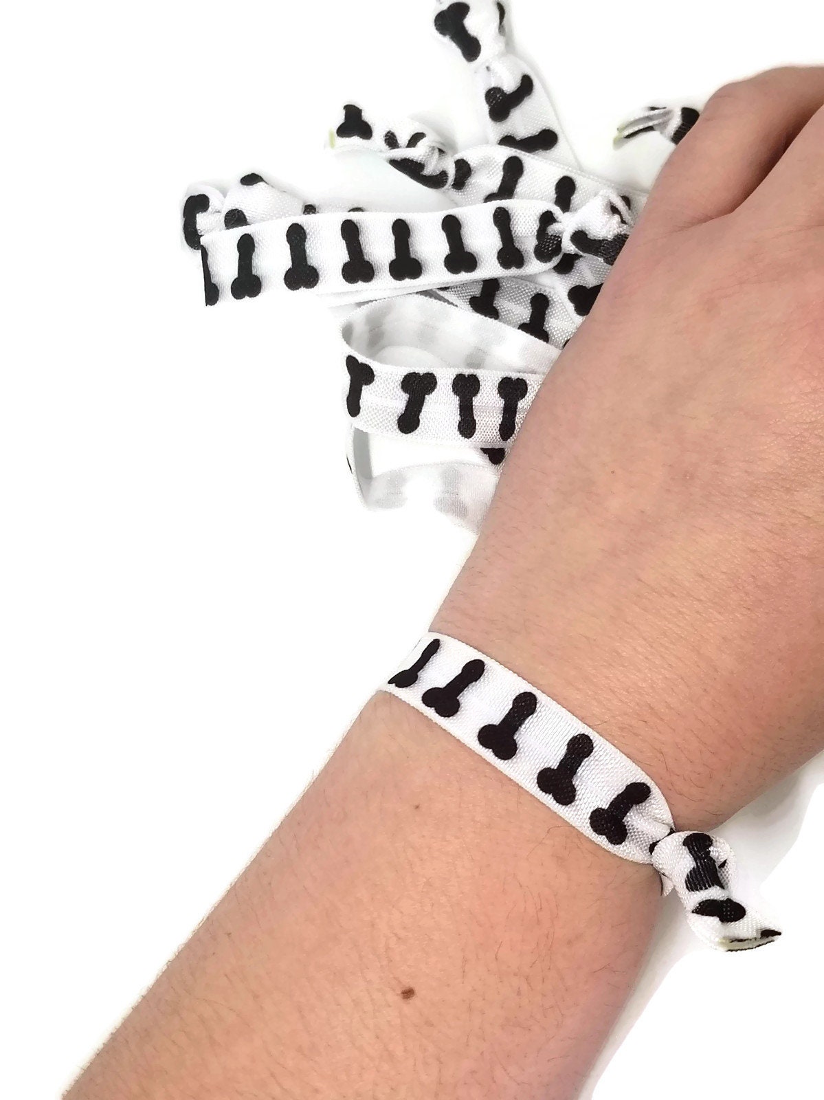 10 Penis Hairties /Bracelets - Male gentialia- Bachlorette Party, Bride, Bachelor, Adult themed, mature