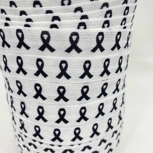 3 + Yards Black Cancer Awareness Falten über elastisch - dehnbar - ideal für das Handwerk oder die Herstellung von Armbändern 5/20,3 cm Haut Melinom Hirntumor