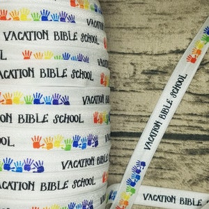 Vacation Bible School Fold Over Elastic - Stretchy- great for crafts or making hair ties!