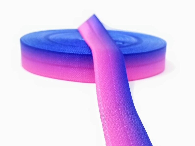 3 5 Or 10 Yards Pink Purple Blue Ombre Fold Over Elastic Etsy