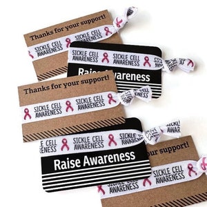 Brazalete, pulsera y cintas para el pelo para concienciar sobre la anemia falciforme: ideales para regalar o recaudar fondos. Incluye cinta y tarjeta para elegir.