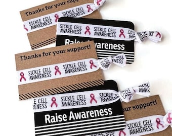 Brazalete, pulsera y cintas para el pelo para concienciar sobre la anemia falciforme: ideales para regalar o recaudar fondos. Incluye cinta y tarjeta para elegir.