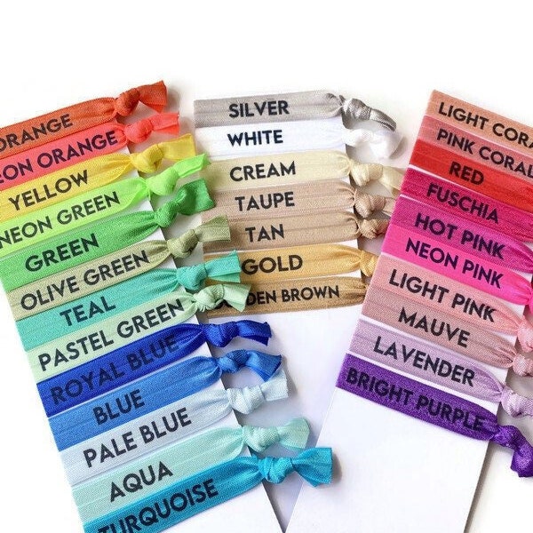 Pick your colors! All colors available- pick specific colors or a mix of all! Various shades Hair ties Bracelets Arm Bands Ponytail Holder