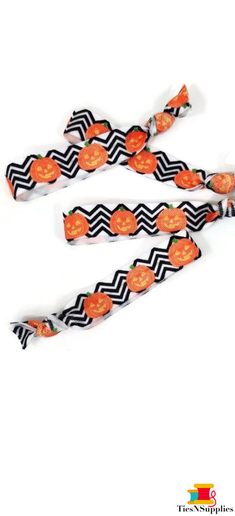 Mix of all styles ties Halloween Hairties /Bracelets Great for gift, wrapping ribbon, birthday party cinch free, crease free image 4