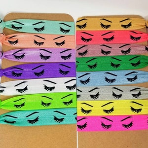 Pick Your Color Eyelash Hairties / hair ties / bracelet - Fold over elastic, FOE, ribbon, stretchy- lash, lashes, eyelashes, mascara- salon