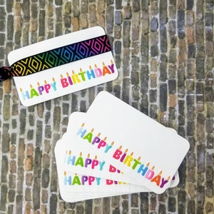 Carte STAMPATE - 5+ carte - SOLO CARTE Biglietto di buon compleanno - Ottimo per bomboniere di compleanno, carte, porta fiocchi, porta elastici per capelli, borsa regalo - 3,25" x 2"