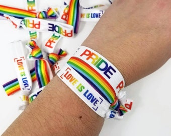 5+ Hairties /Bracelets -  PRIDE PRIDE, Great for parades, favors, cards/ gifts, birthday present, events. Lgbt, rainbow, love is love