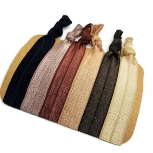 Neutral Hair tones- mix of all or pick a color! 5 or 10 ties or giftset - brown, blonde, Auburn, Black, Dark, tan- looks invisible in hair