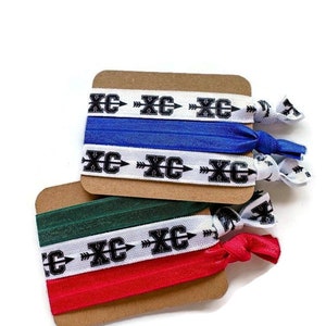 Set regalo Cross Country XC - biglietto con 3 fascette - Fascette per capelli / Braccialetti / Fascette da polso Ottimi come regalo di squadra per allenatore, assistente, compagno di squadra - scegli i colori