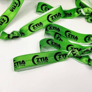 5, 10, 25, 50 ties ZYIA ACTIVE 4 colors available Black, White, Purple, Lime Green Hair ties, bracelets, elastic bands. Gift, favor image 5