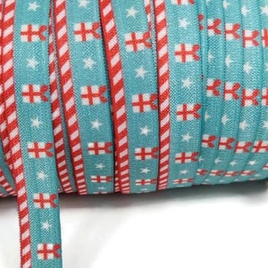 3, 5, or 10 Christmas Present Gift by the Yard - Fold Over Elastic - Stretchy- great for crafts or making hair ties! 5/8" candy cane stripe