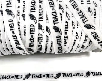3, 5, or 10 Yards- Track and Field- Fold Over Elastic Stretchy- great crafts, making hair ties, bracelets, wrist bands for team  white black