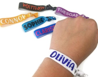 VIBRANT Custom Tie- Wide Elastic, Stretchy- Printed with up to 2 words- any color background or font- bracelet, arm band, hair tie, Hairtie