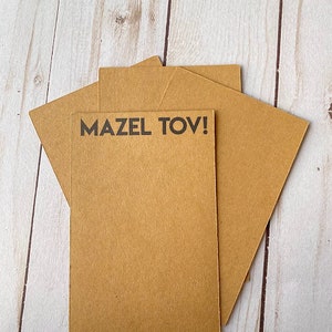 GEDRUKTE kaarten - Mazel Tov - haarelastiekje, armbandkaart, scrunchies of strikken Meerdere maten beschikbaar