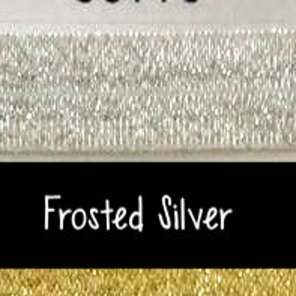 5, 10, or 20 Yards Frosted Silver Glitter Threaded Fold Over Elastic Background Stretchy great for crafts or making hair tie,